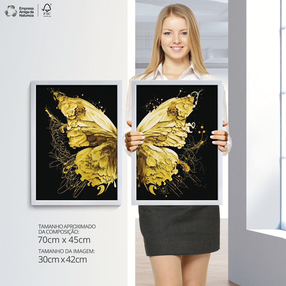 Composição De Quadros Borboleta Amarela