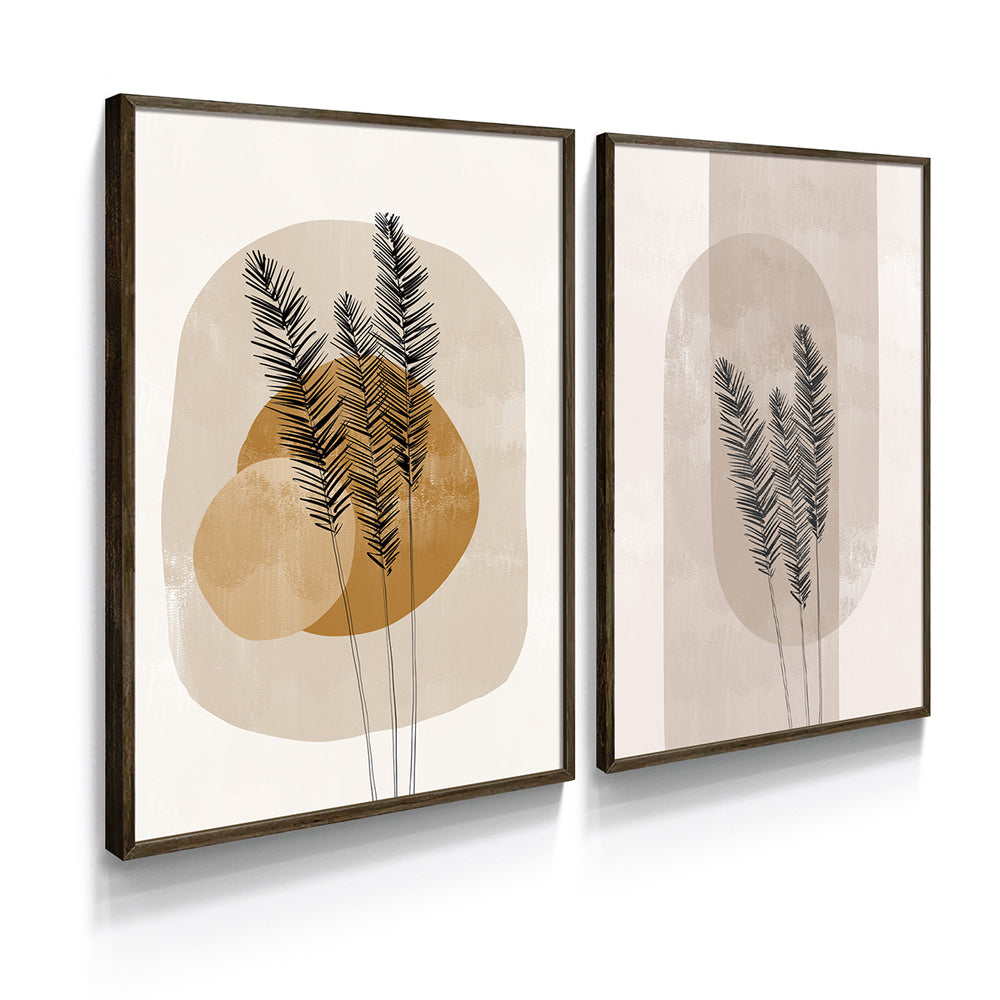 Composição de quadros Boho Terracota Ramos de Trigo - 60OFF