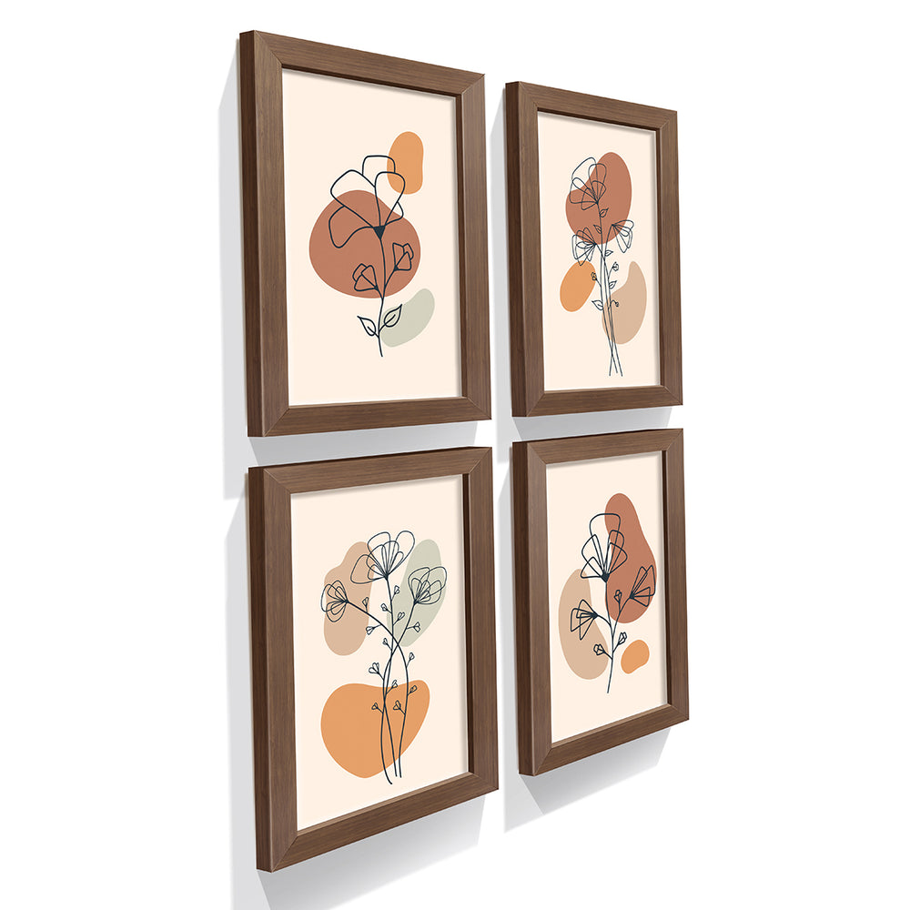 Composição de quadrinhos abstrato  Floral Terracota