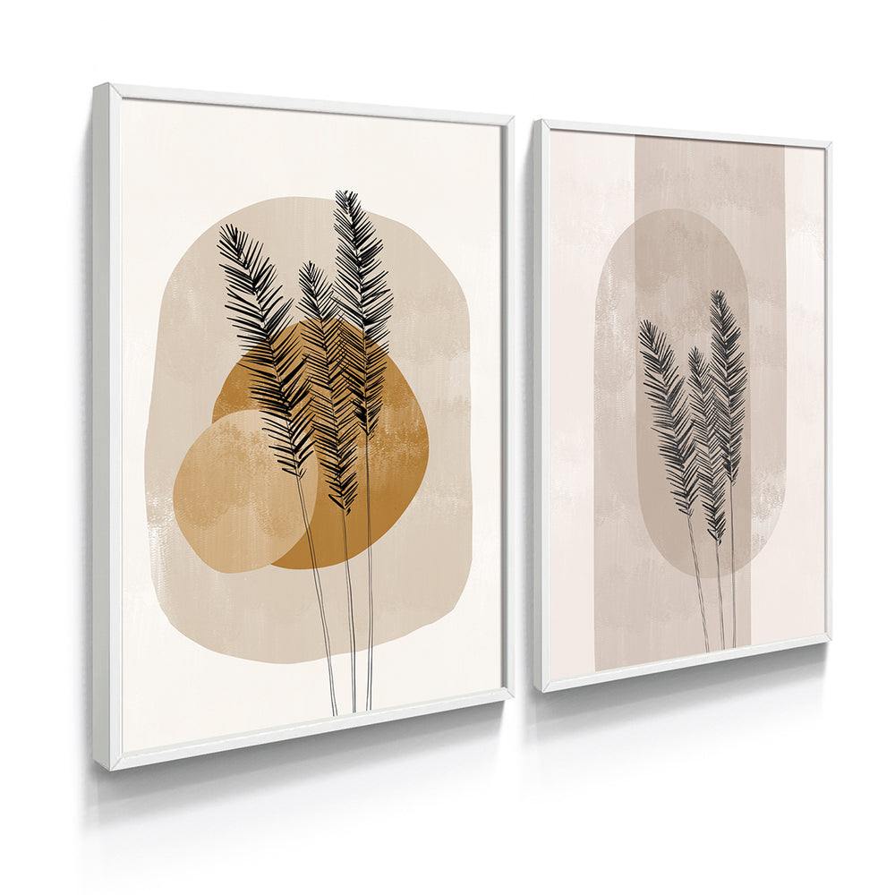 Composição de quadros Boho Terracota Ramos de Trigo - 60OFF