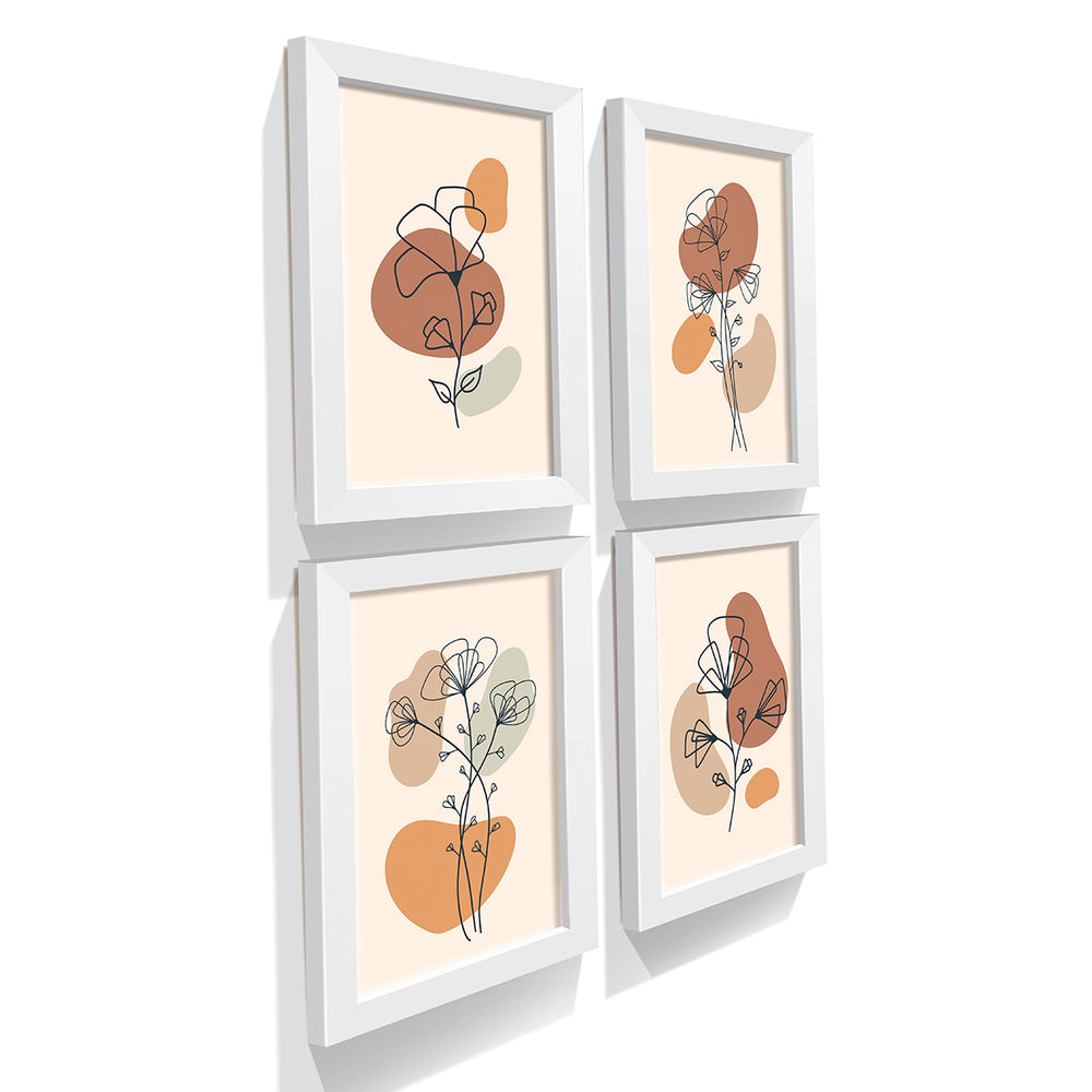 Composição de quadrinhos abstrato  Floral Terracota