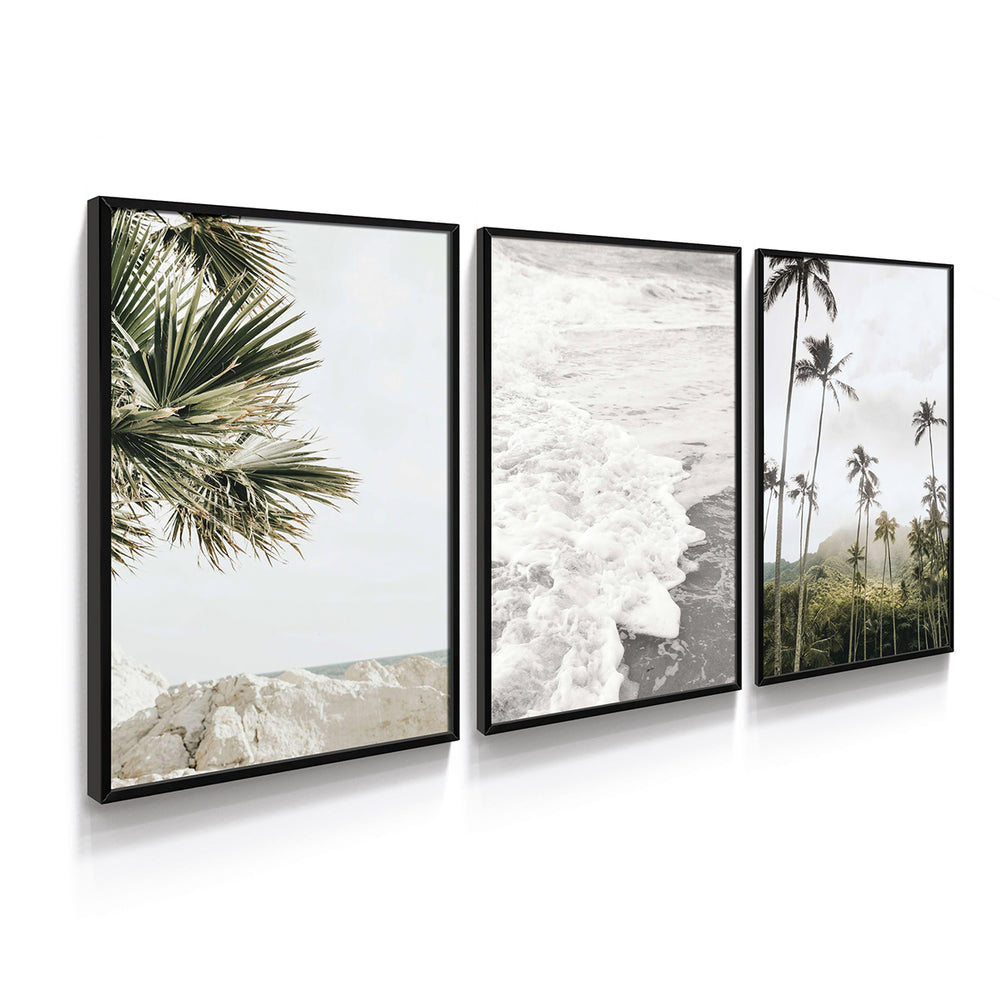 Composição De Quadros Trio Dia Na Praia - 60OFF