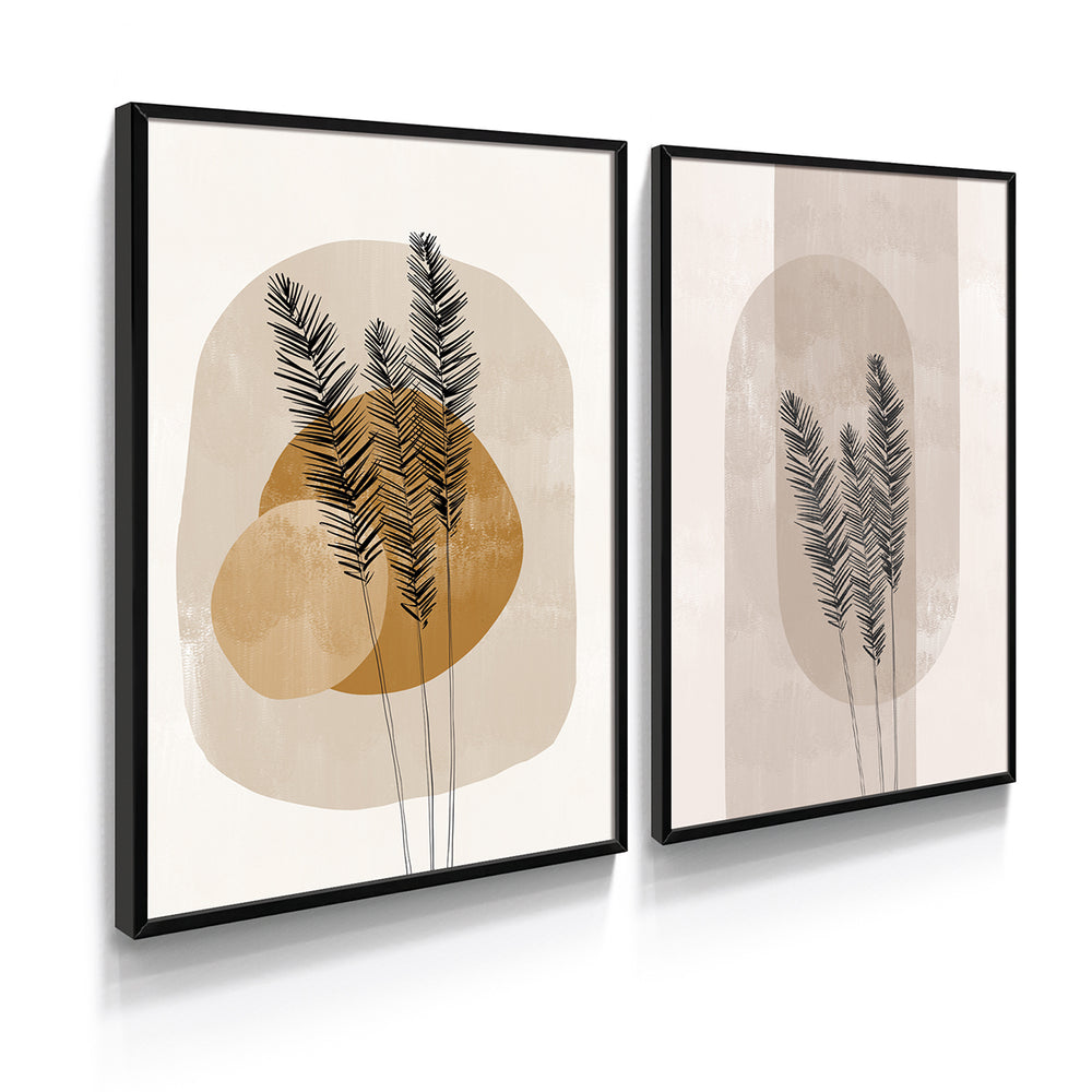 Composição de quadros Boho Terracota Ramos de Trigo - 60OFF