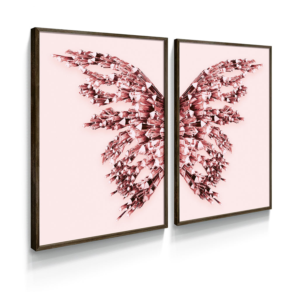 Composição De Quadros Borboleta Rosê Gold
