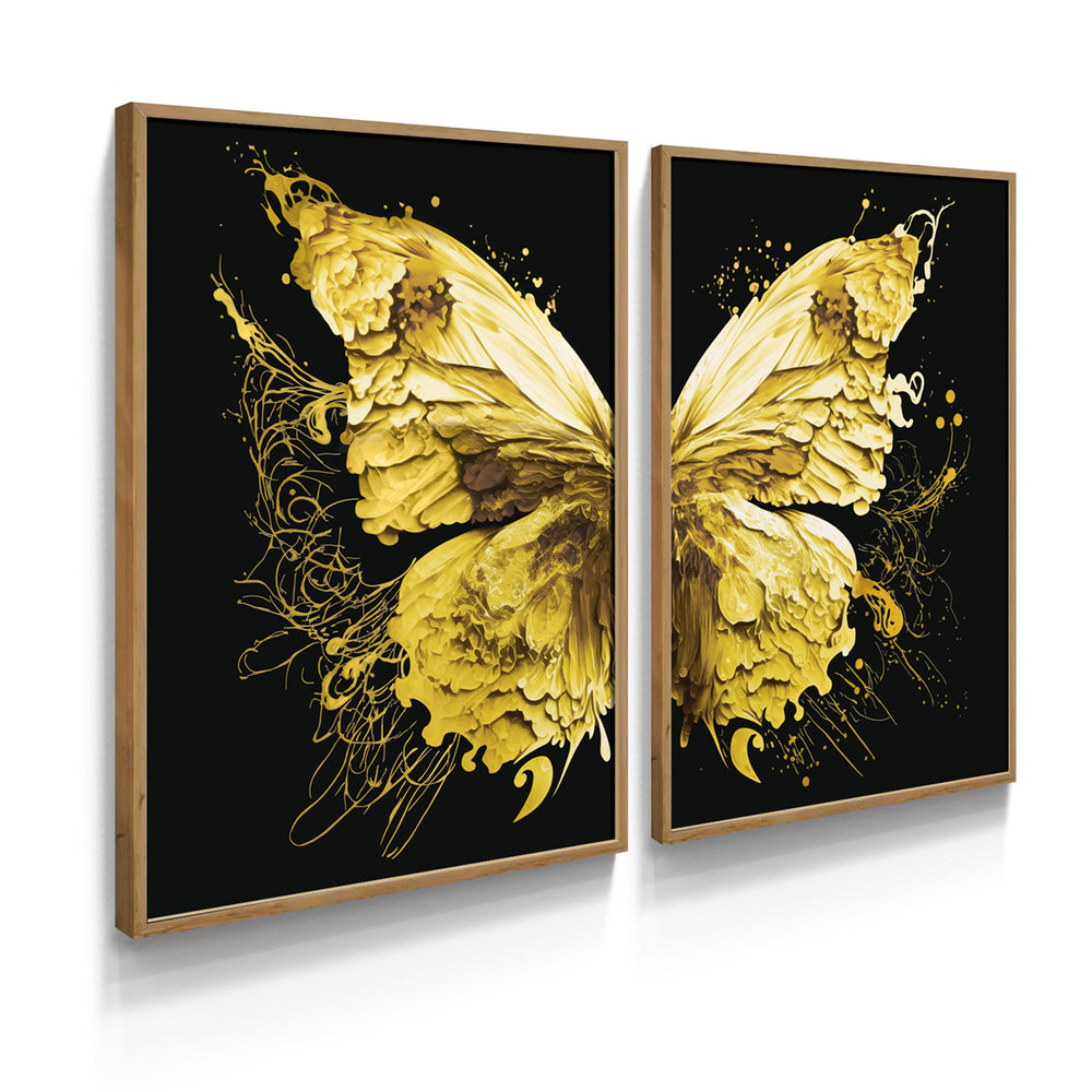 Composição De Quadros Borboleta Amarela
