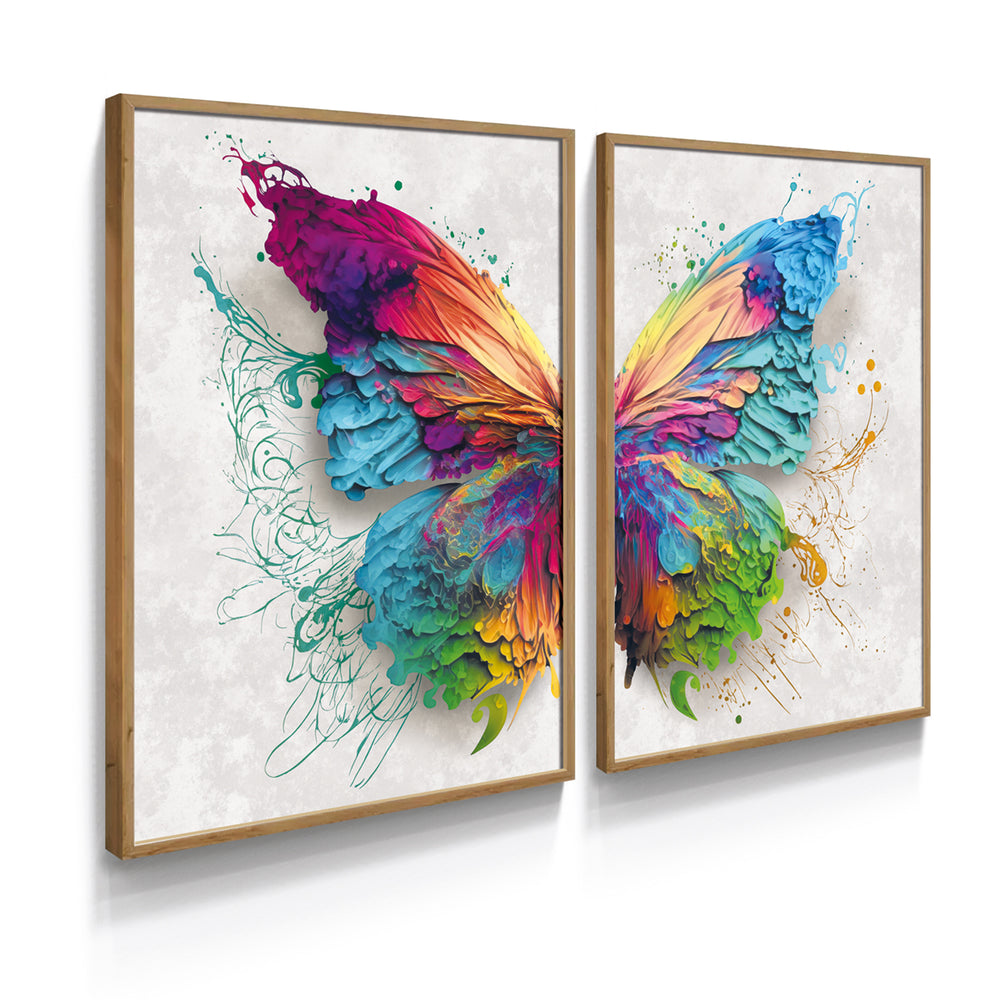 Composição De Quadros Borboleta Colorida Moderna