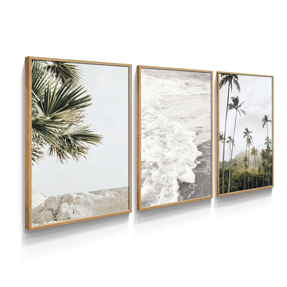 Composição De Quadros Trio Dia Na Praia - 60OFF