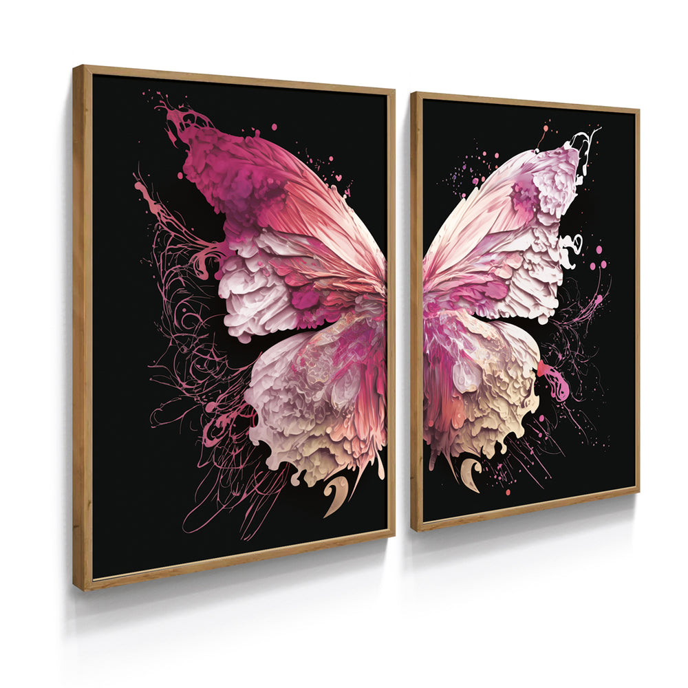 Composição De Quadros Borboleta Black Rosê