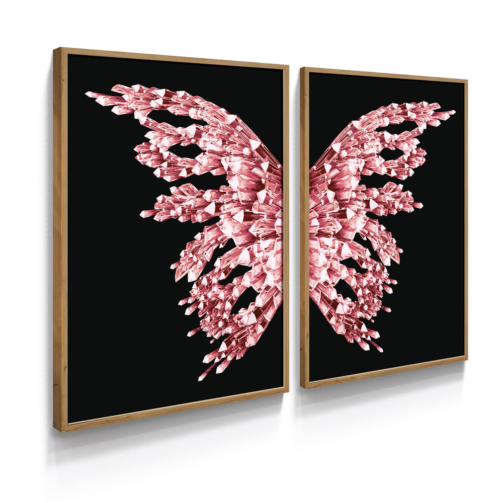 Composição De Quadros Borboleta Black Rosê Gold