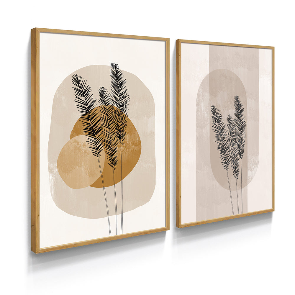Composição de quadros Boho Terracota Ramos de Trigo - 60OFF