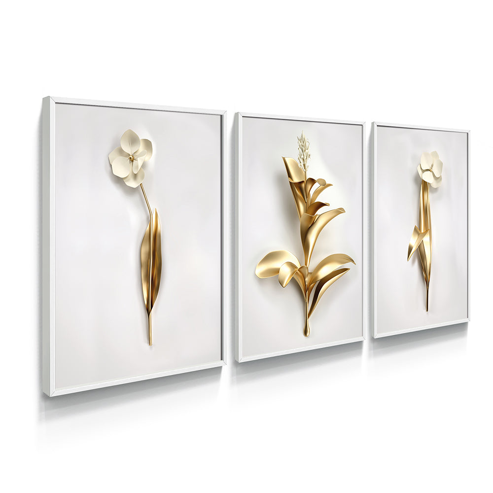 Composição De Quadros Trio De Flores 3D - 60OFF