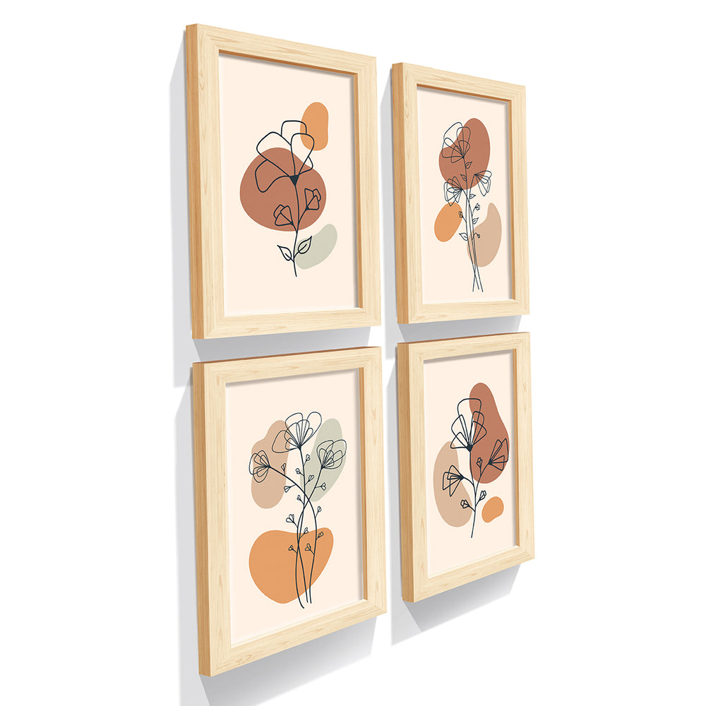 Composição de quadrinhos abstrato  Floral Terracota