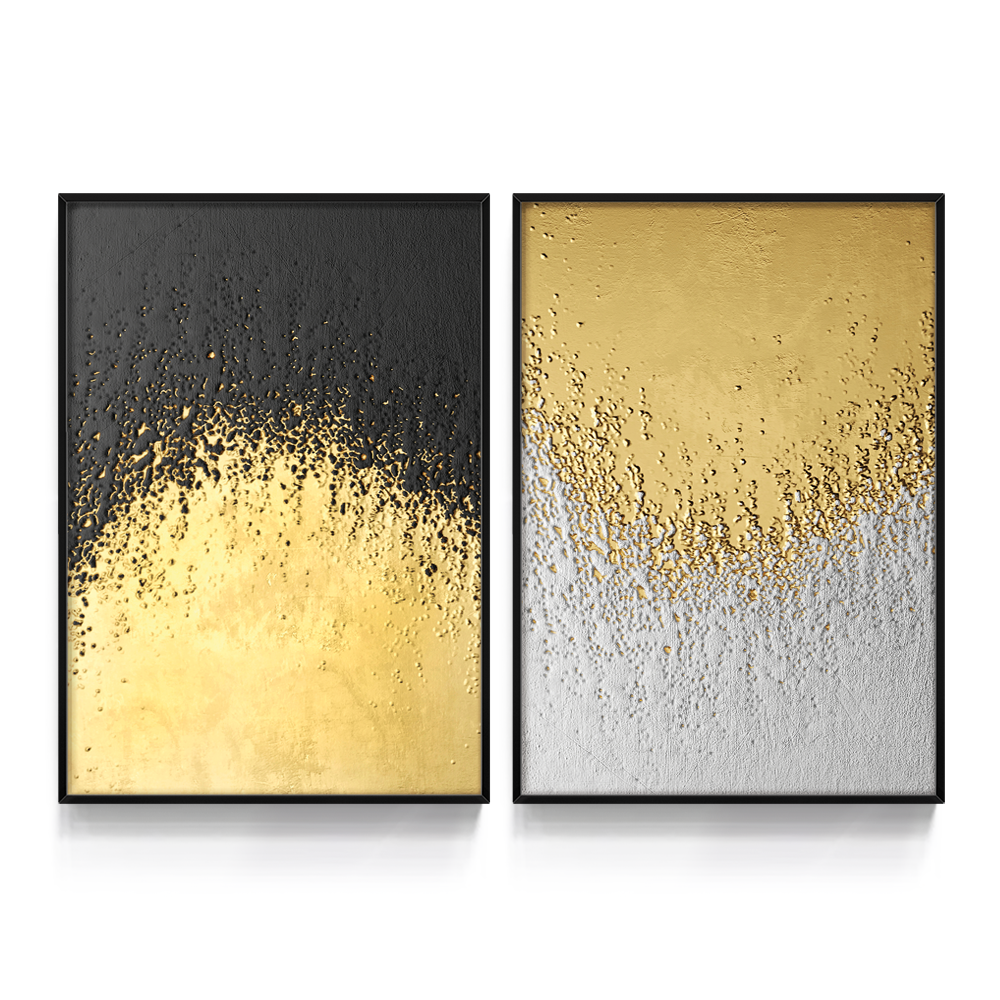 Composição de quadros Duo Textura Dourada 1 - 50%OFF