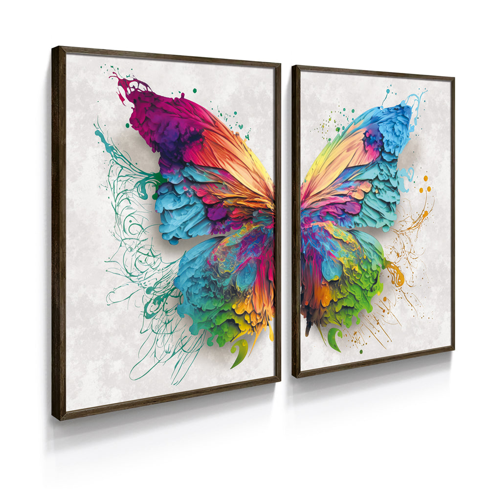 Composição De Quadros Borboleta Colorida Moderna