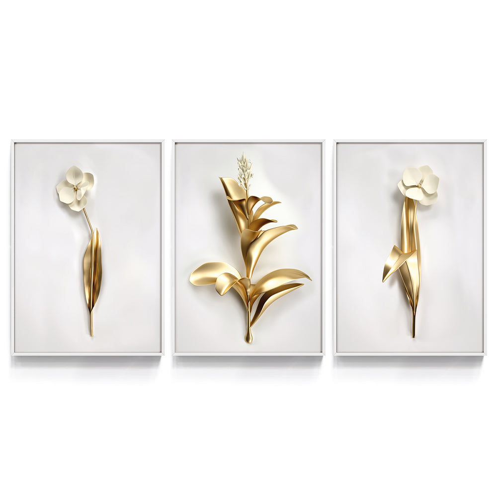 Composição De Quadros Trio De Flores 3D - 60OFF