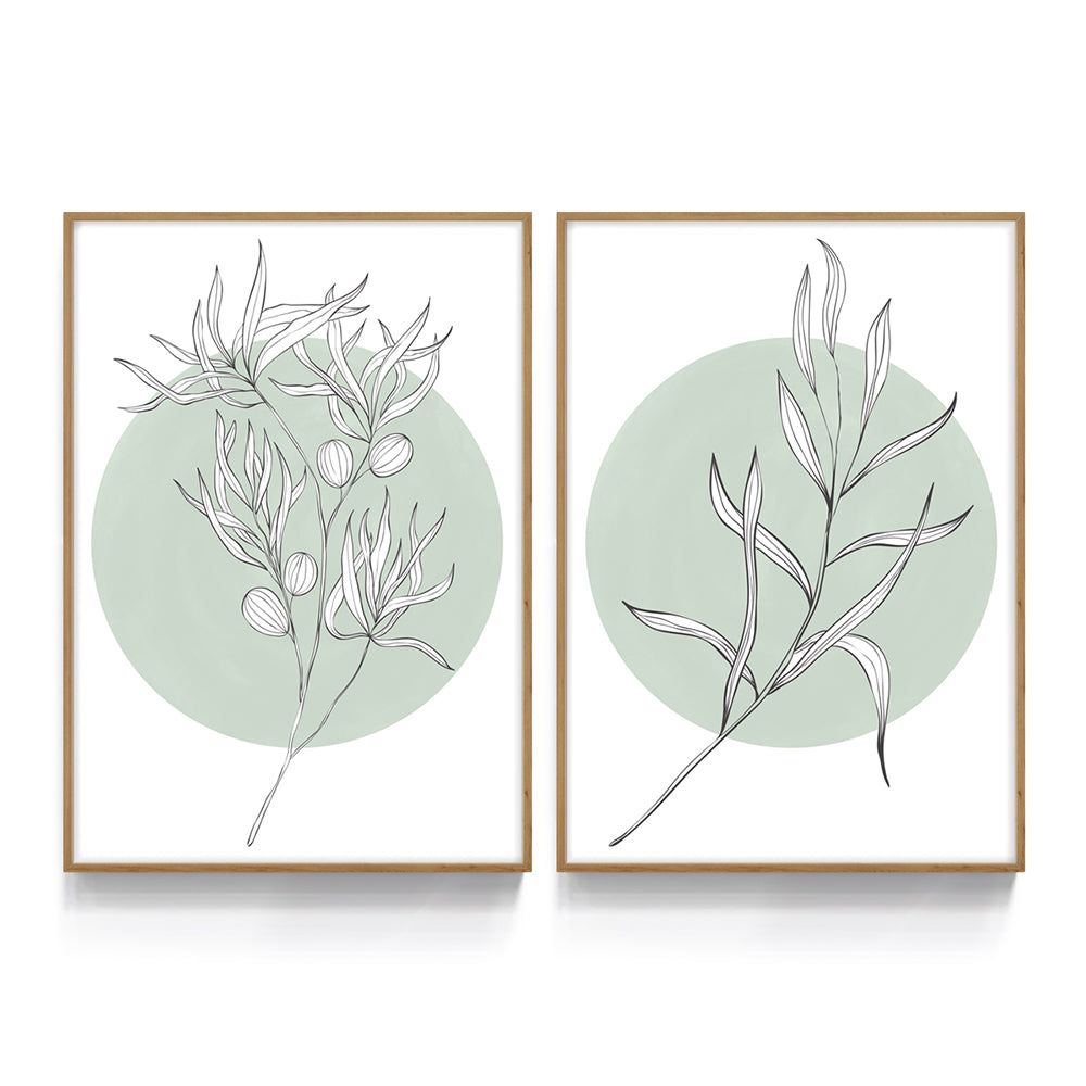 Composição de quadros Trio Ramos Verde 50%OFF