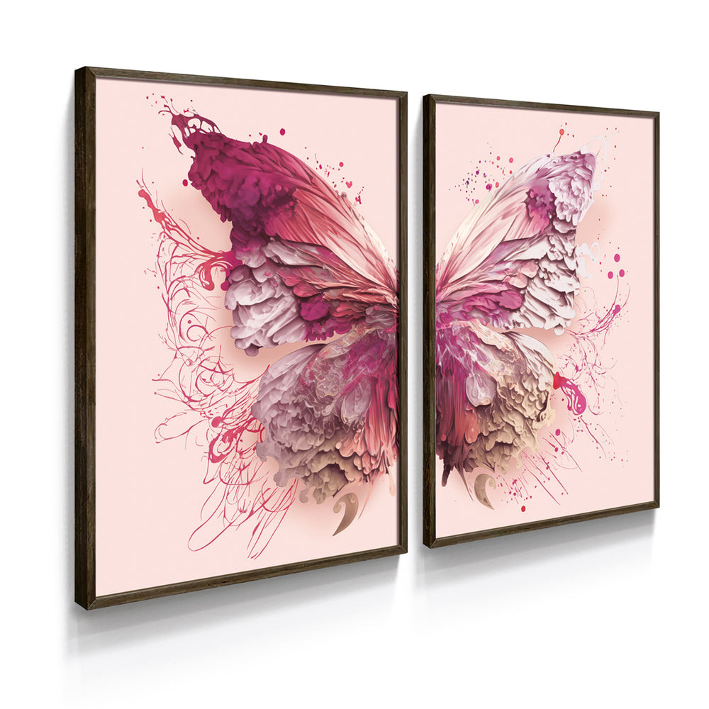Composição De Quadros Borboleta Tons de Rosa 50%OFF