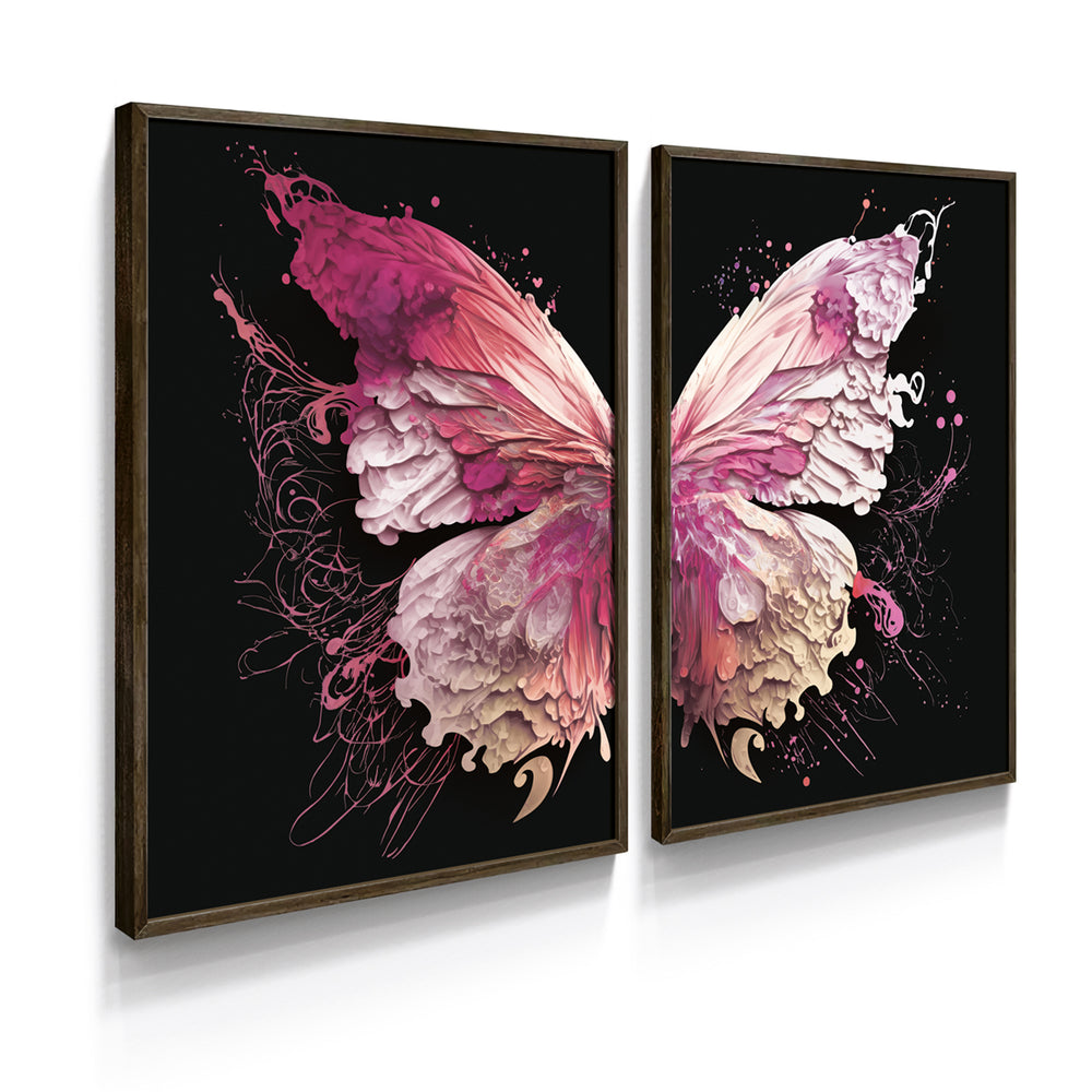 Composição De Quadros Borboleta Black Rosê