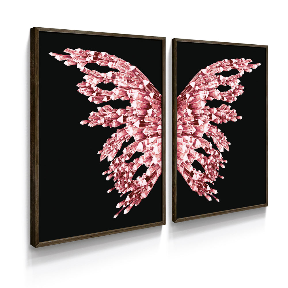 Composição De Quadros Borboleta Black Rosê Gold