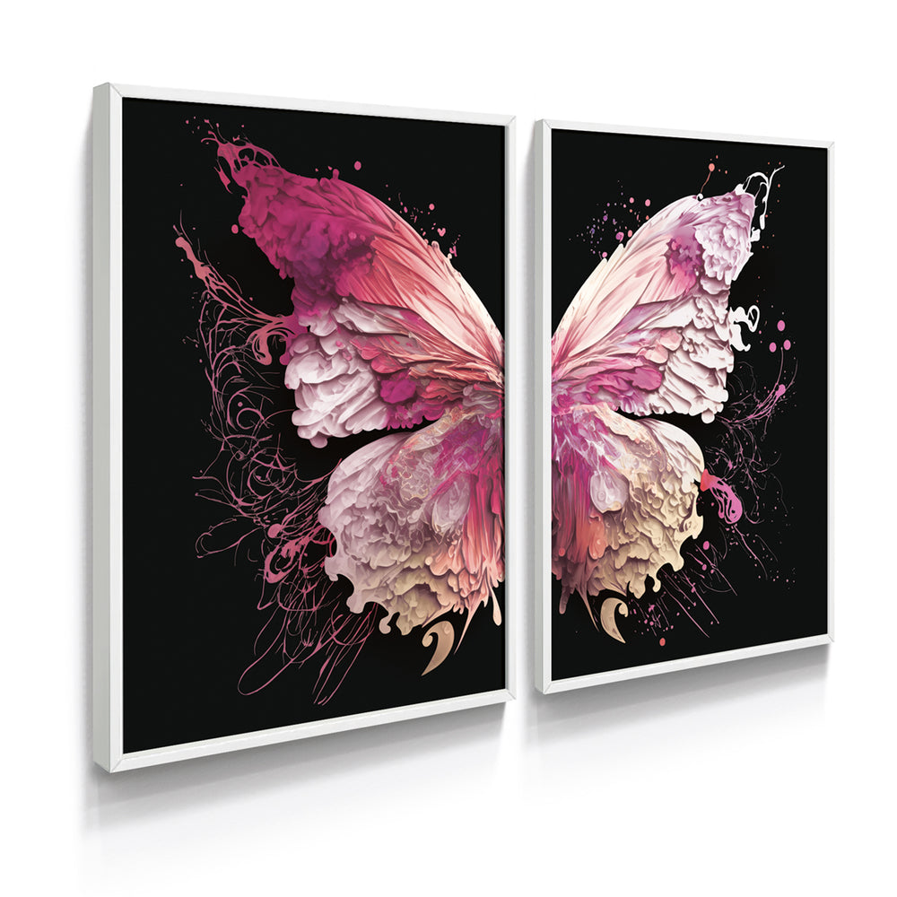 Composição De Quadros Borboleta Black Rosê