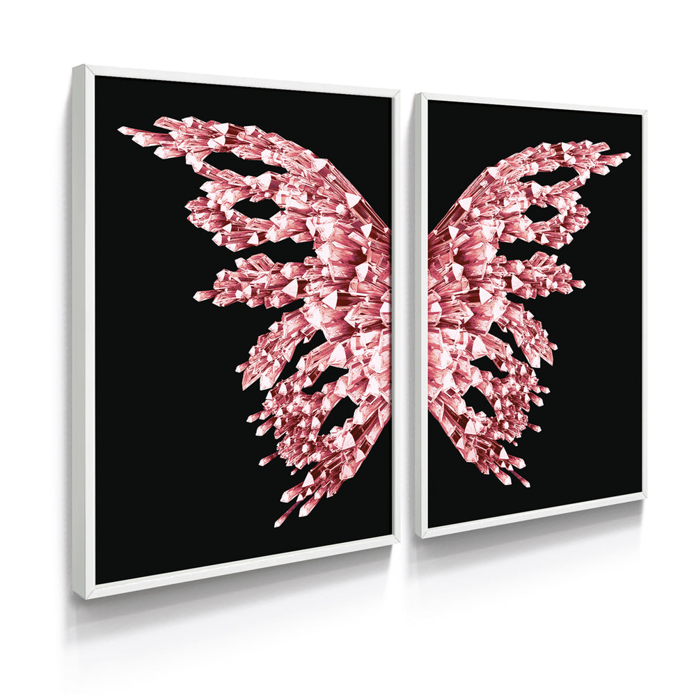 Composição De Quadros Borboleta Black Rosê Gold