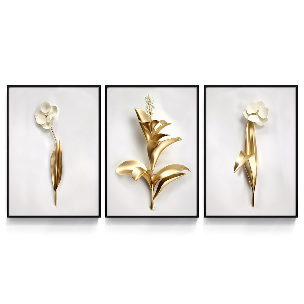 Composição De Quadros Trio De Flores 3D - 60OFF