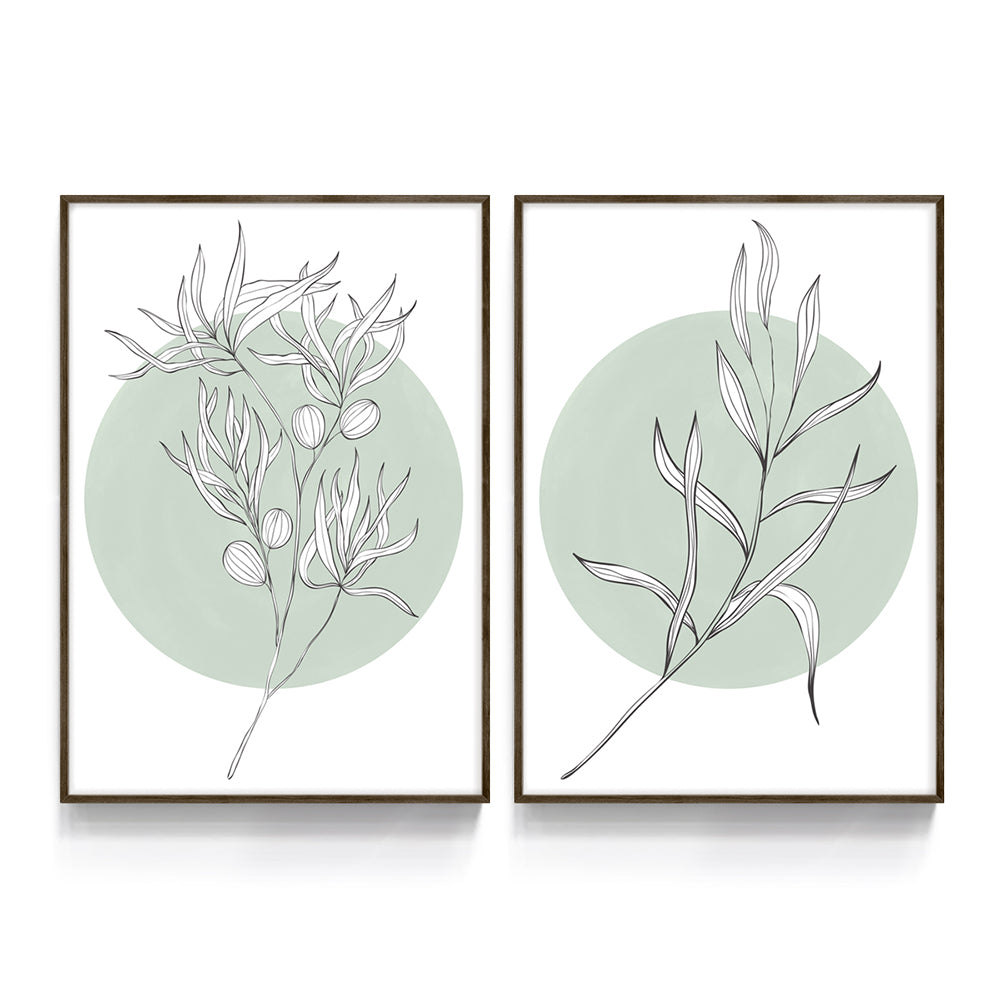 Composição de quadros Trio Ramos Verde 50%OFF