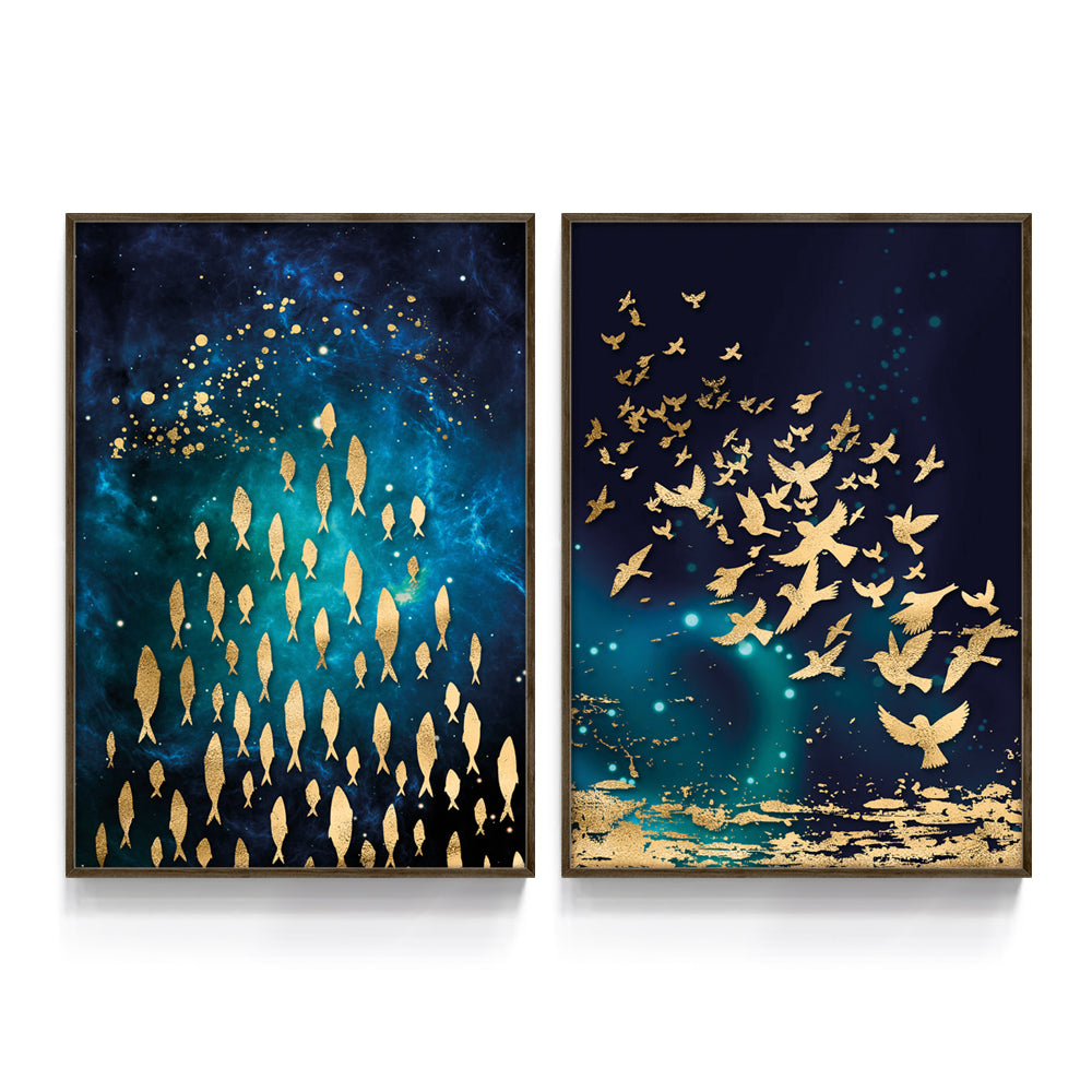Composição de quadros Duo Animais Dourados 50%OFF