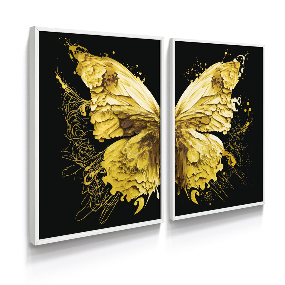 Composição De Quadros Borboleta Amarela