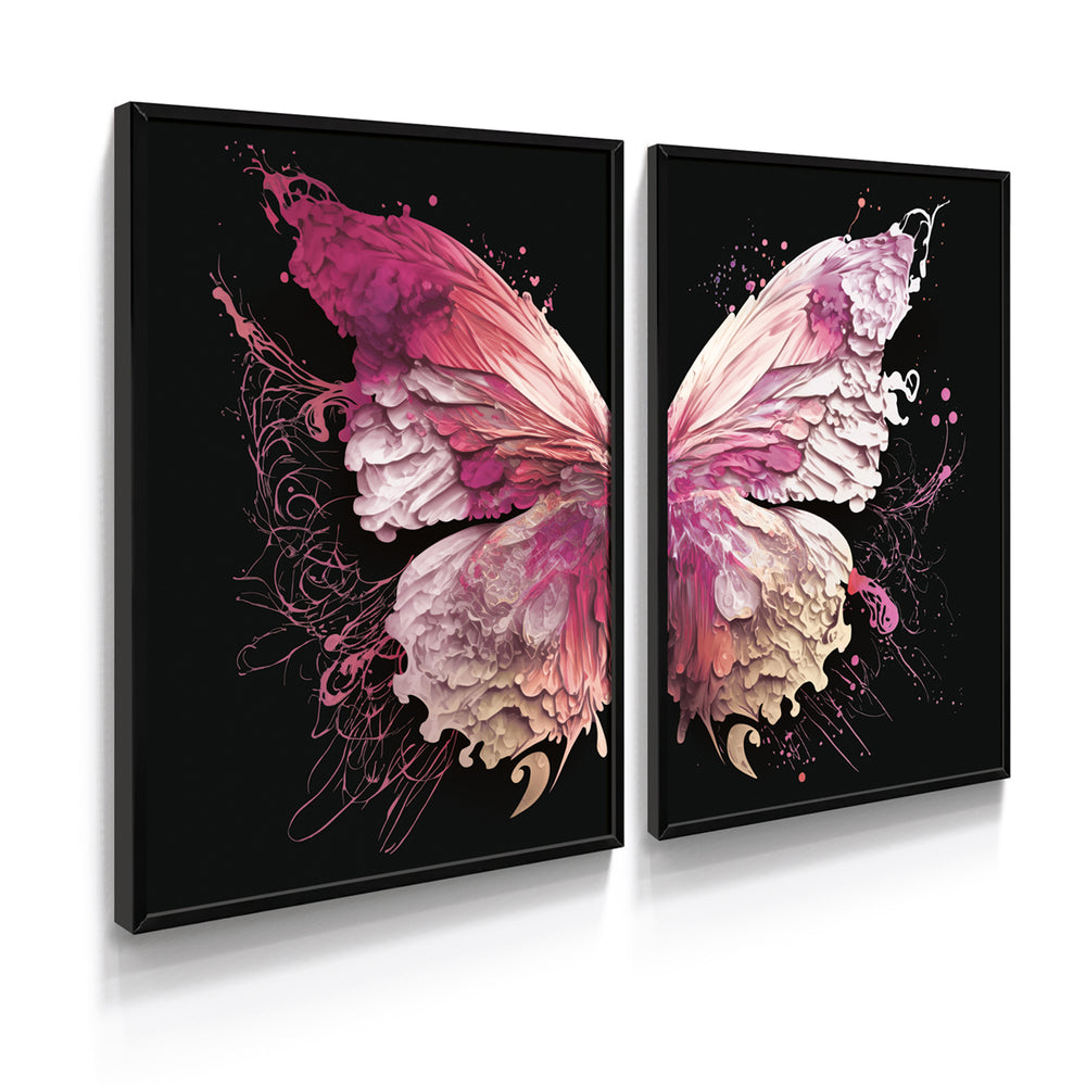 Composição De Quadros Borboleta Black Rosê