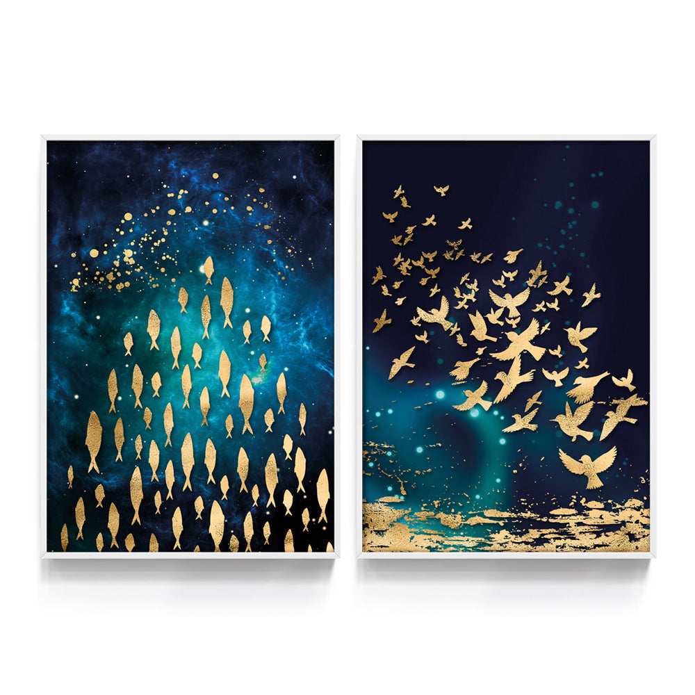 Composição de quadros Duo Animais Dourados 50%OFF