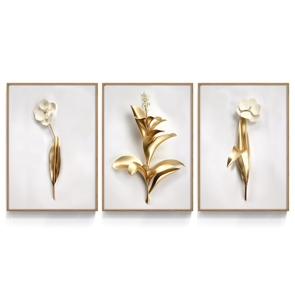 Composição De Quadros Trio De Flores 3D - 60OFF
