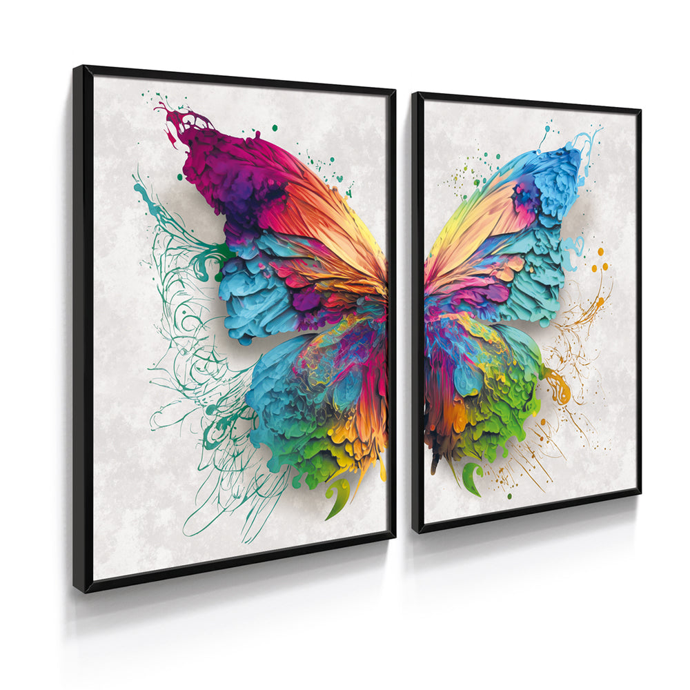 Composição De Quadros Borboleta Colorida Moderna