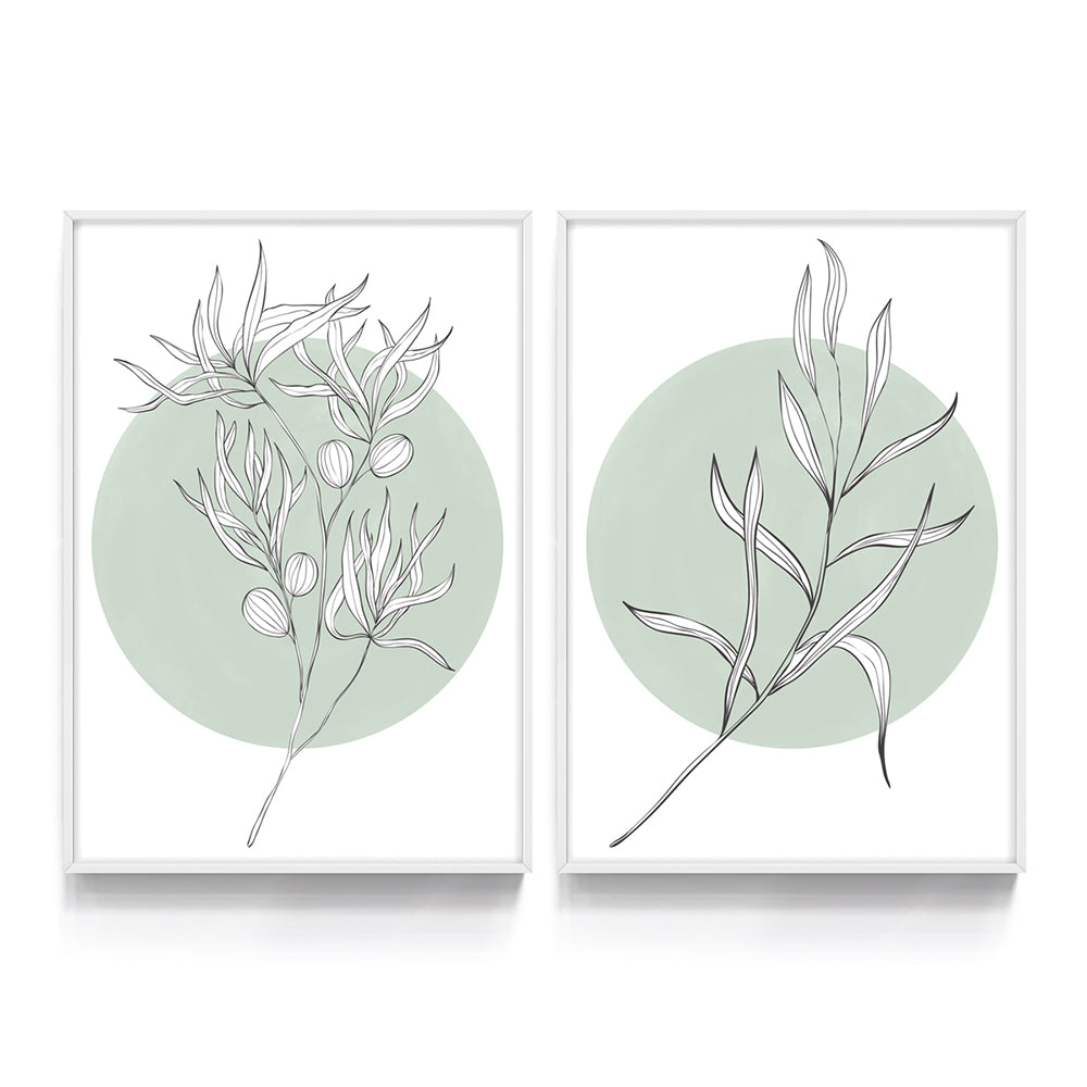 Composição de quadros Trio Ramos Verde 50%OFF