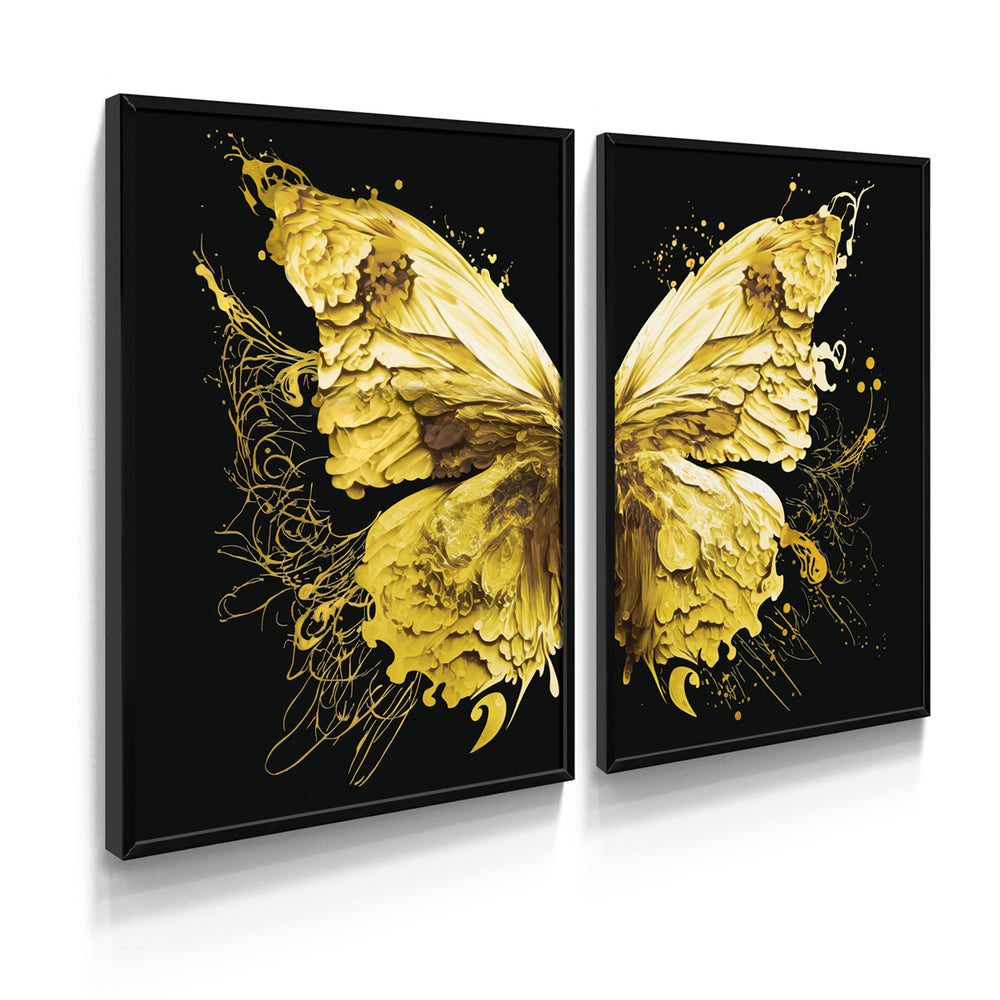 Composição De Quadros Borboleta Amarela