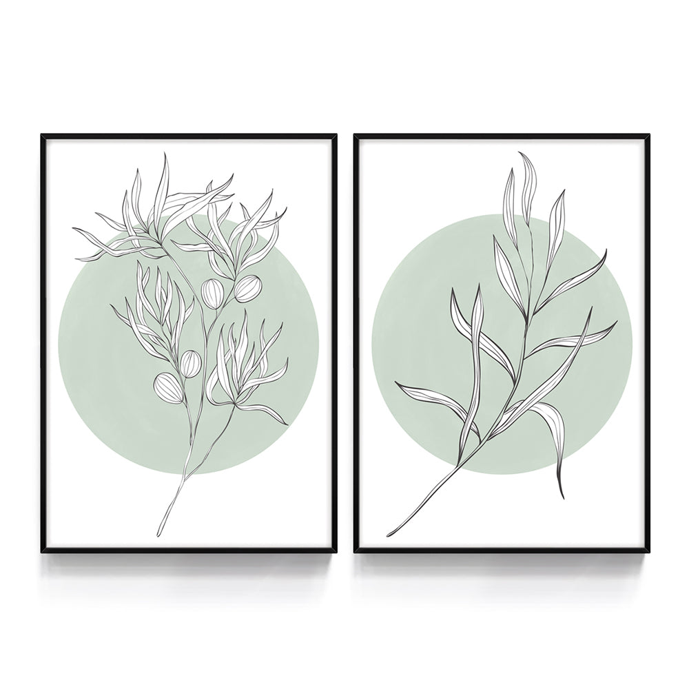 Composição de quadros Trio Ramos Verde 50%OFF