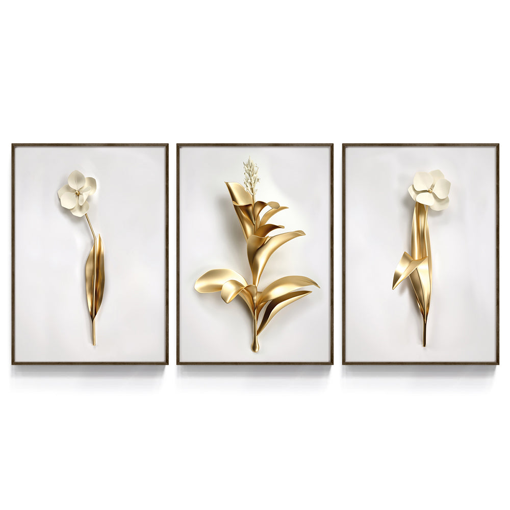 Composição De Quadros Trio De Flores 3D - 60OFF
