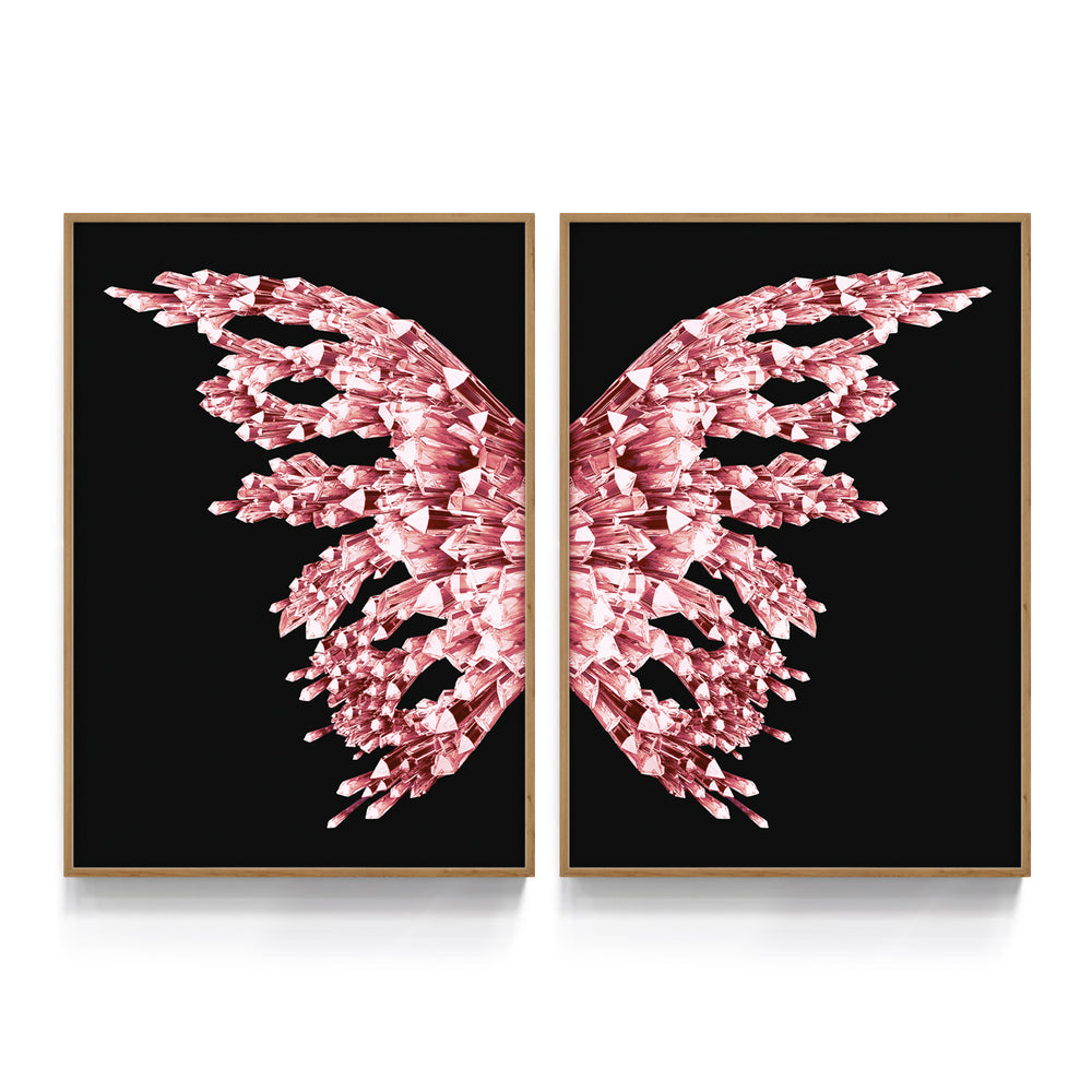 Composição De Quadros Borboleta Black Rosê Gold - 60OFF
