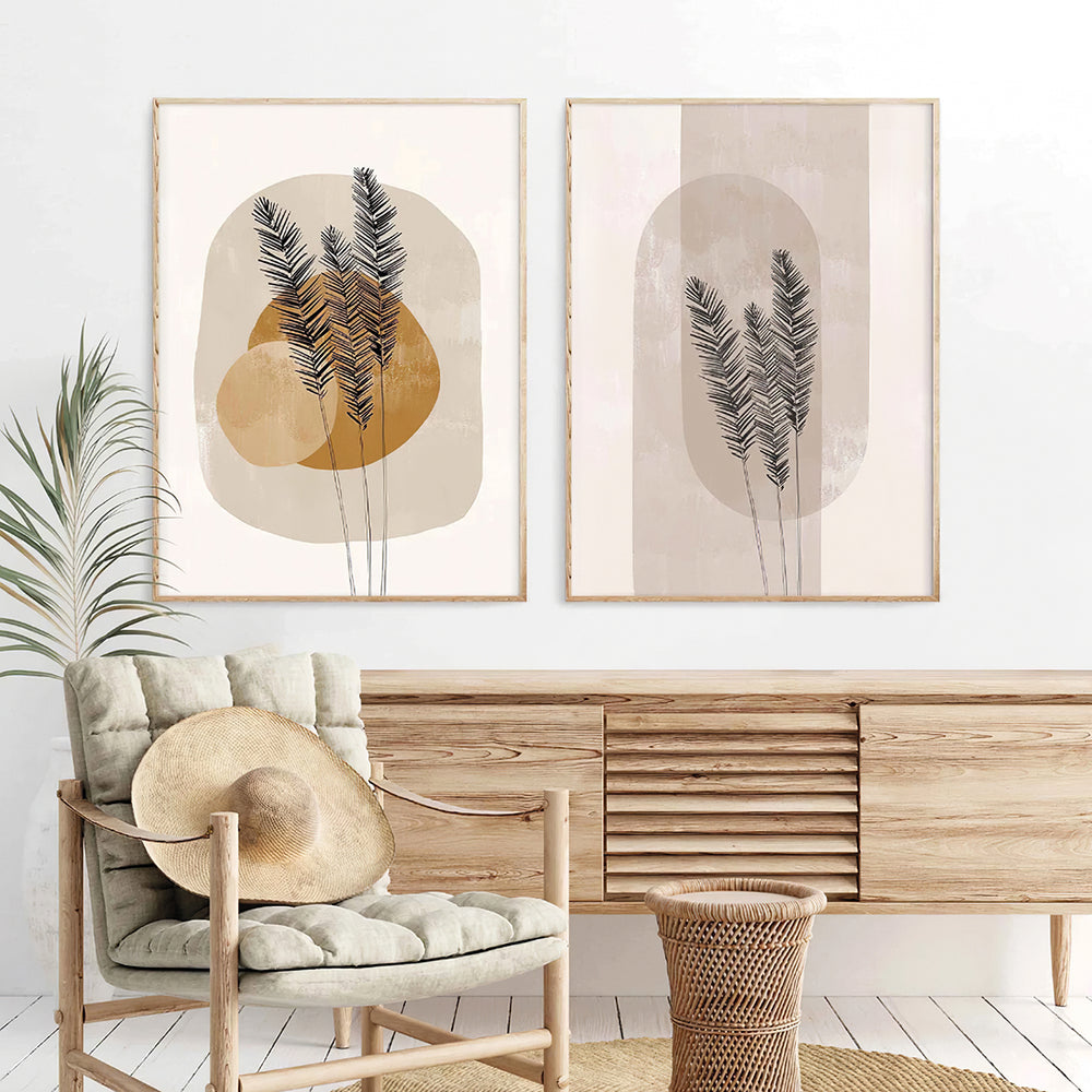 Composição de quadros Boho Terracota Ramos de Trigo - 60OFF