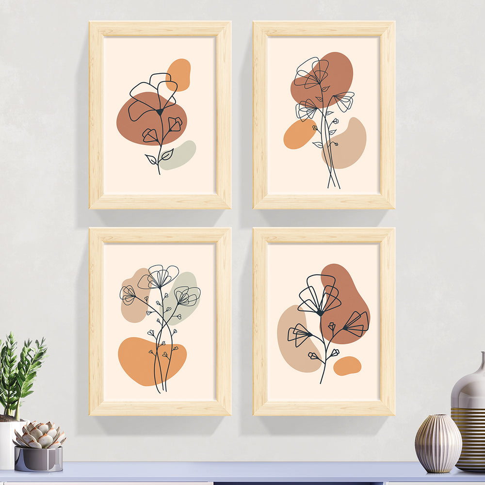 Composição de quadrinhos abstrato  Floral Terracota