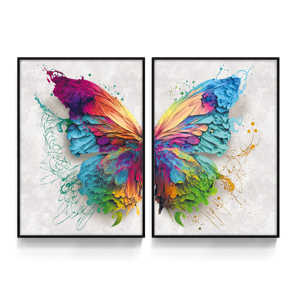 Composição De Quadros Borboleta Colorida Moderna - 60OFF