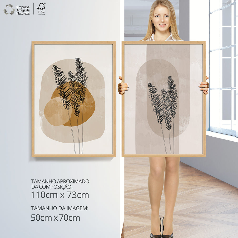 Composição de quadros Boho Terracota Ramos de Trigo - 60OFF