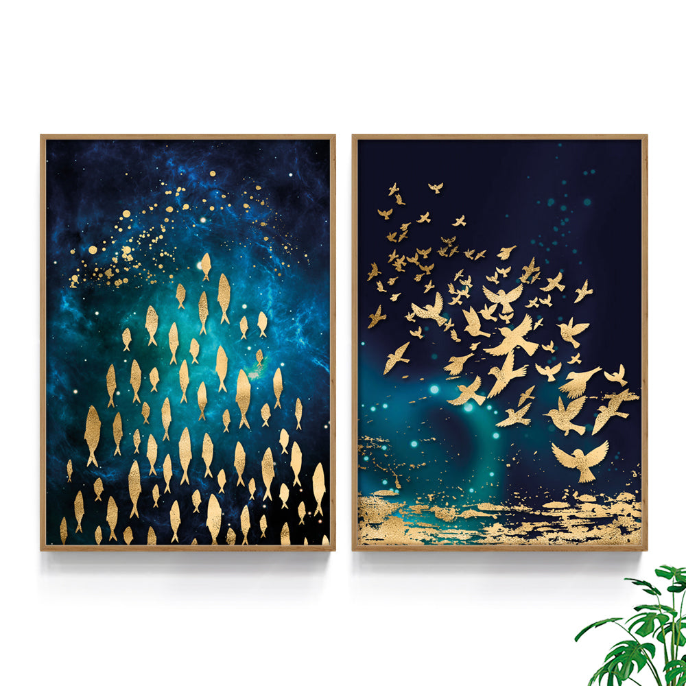 Composição de quadros Duo Animais Dourados 50%OFF