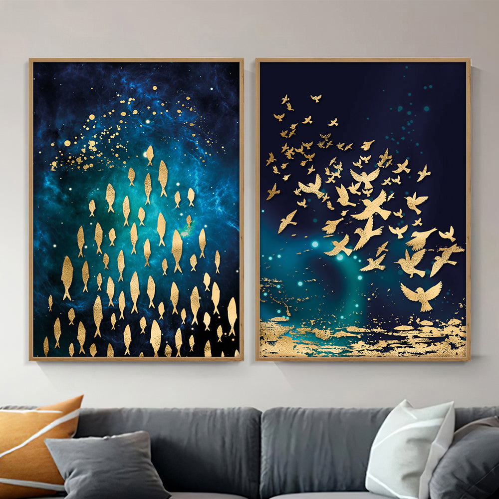 Composição de quadros Duo Animais Dourados 50%OFF