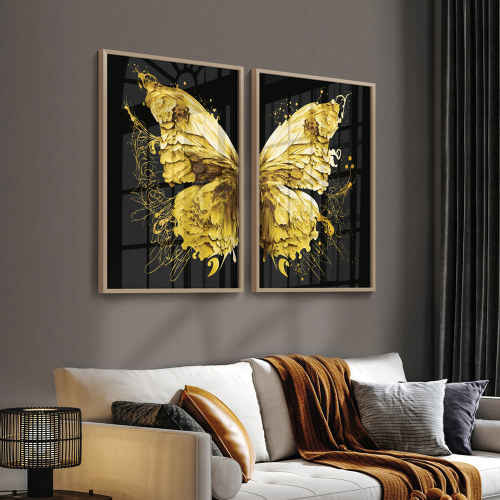 Composição De Quadros Borboleta Amarela