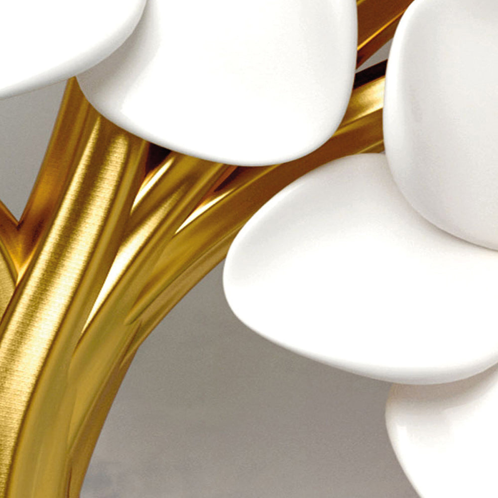 Composição de quadros Abstrato Dourado e Branco Trio