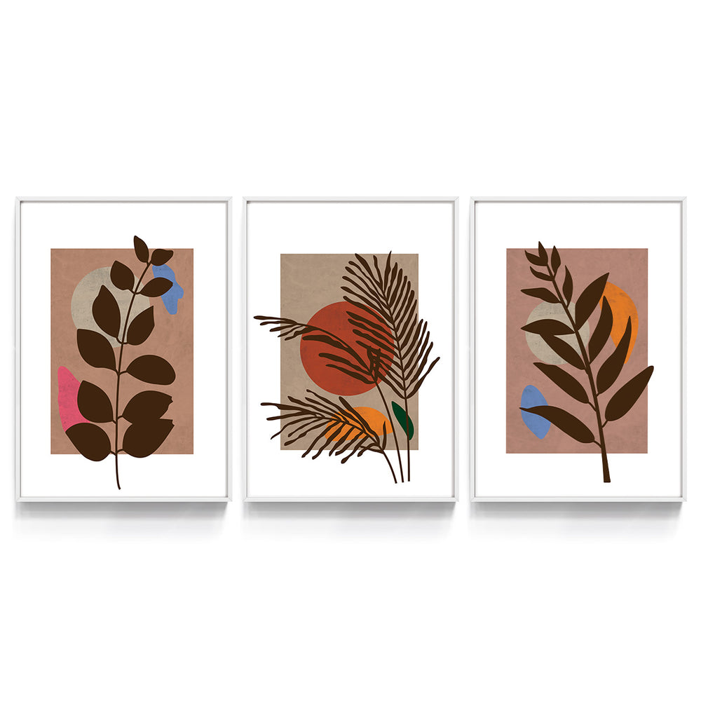 Composição de quadros Ramos Boho Terracota colors trio - 60OFF