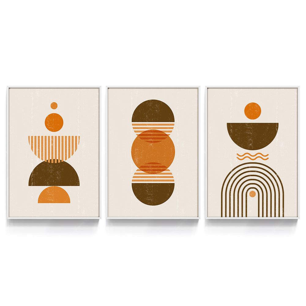 Composição de Quadros Formas Geométricas Abstratas Boho Chic