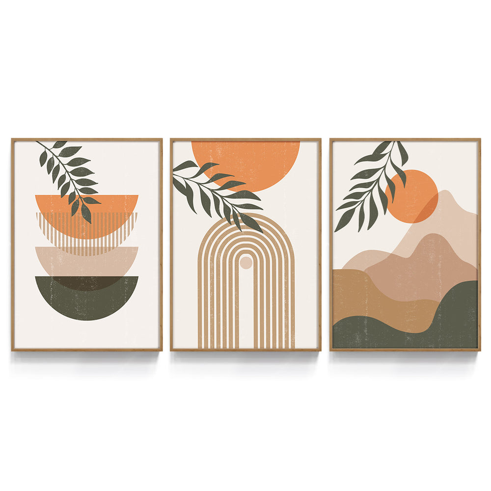 Composição de Quadros Formas Geométricas e Dunas Terracota