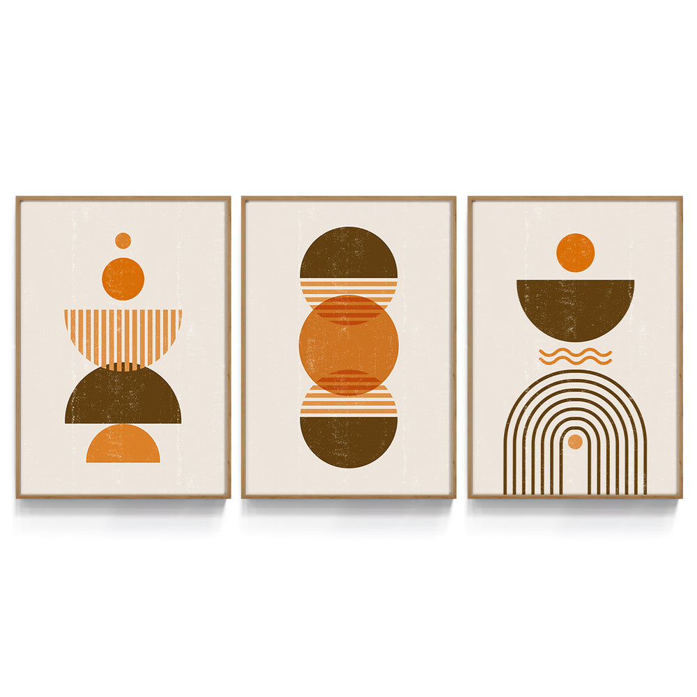 Composição de Quadros Formas Geométricas Abstratas Boho Chic